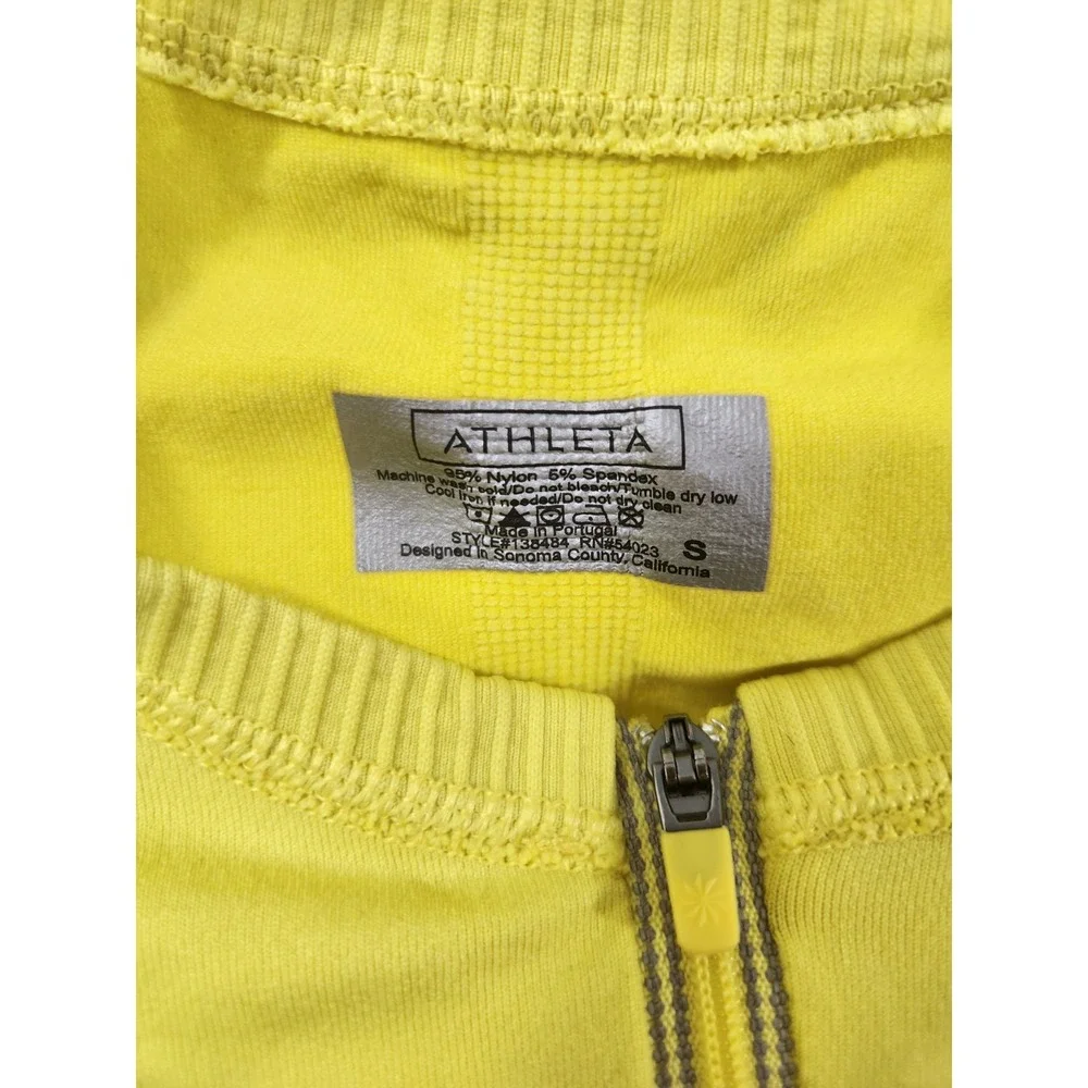 Athleta Fast Track 1/4 Zip Pullover Womens Sz S Yellow Long Sleeve Running Top - Picture 2 of 5